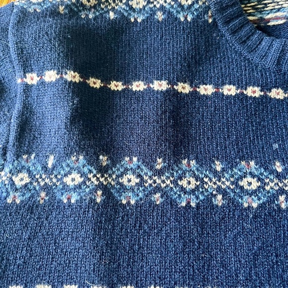Brooks Brothers 100% Wool Sweater Navy Fair Isle - Large - Picture 3 of 9
